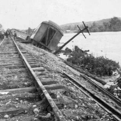 Photograph, CNR No. 4 Passenger Train Wreck, 4 Miles West of Capreol, Engineer Charles Virtue, June 1930.