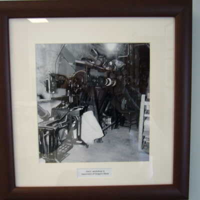 Photograph - Joe's workshop in basement of Drago's Store