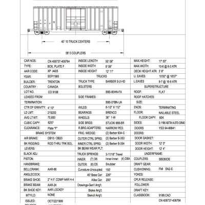 Document, Rolling Stock Plan, Canadian National Railway, CN406737-406764.