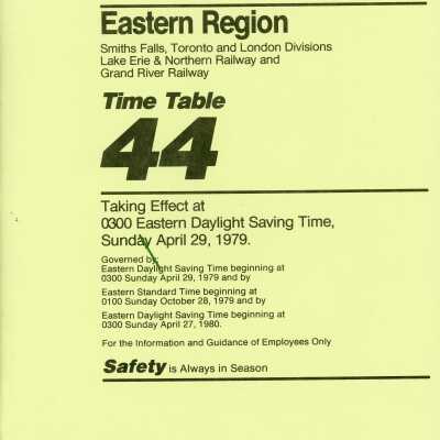 Employee Timetable, CPR, Eastern Region, Timetable 44, April 29th 1979.
