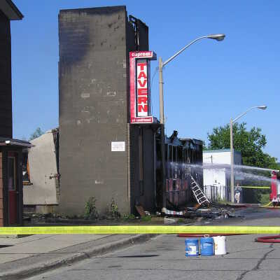 Photograph, Capreol Hotel & Tavern Fire, 2003.
