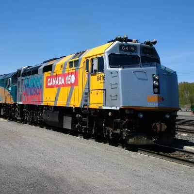 Canada 150 Via Train Passing through Capreol CN/Via Station