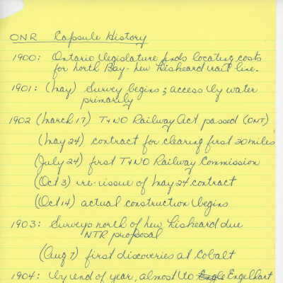 ONR Capsule History, Handwritten Note