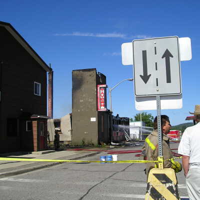 Photograph, Capreol Hotel & Tavern Fire, 2003.