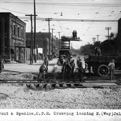 Photograph, Front & Spadina Canadian Pacific Railway Crossing, looking North, Toronto, Ontario, July 24, 1926.