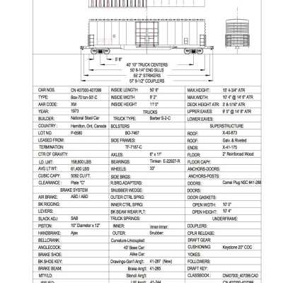Document, Rolling Stock Plan, Canadian National Railway, CN407000-407099.