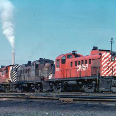 Photograph, Canadian Pacific Engine 8428 and 2 other locomotives