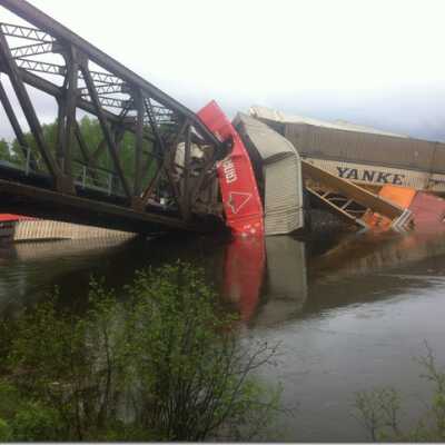 Photograph - CP Bridge collapse and derailment, Wanapitei River, June 3, 2013