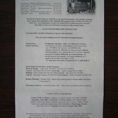 CN Pensioners Association August/September 2002 Newsletter
