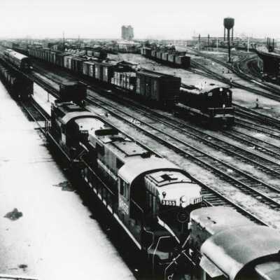 Photograph, Engine 3855 in Capreol Yard.
