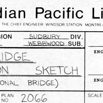 Document, Plan, Canadian Pacific Railway, Eastern Region, Sudbury Division, Bridge 181.93, Webbwood Subdivision, Bridge Inspection Sketch.