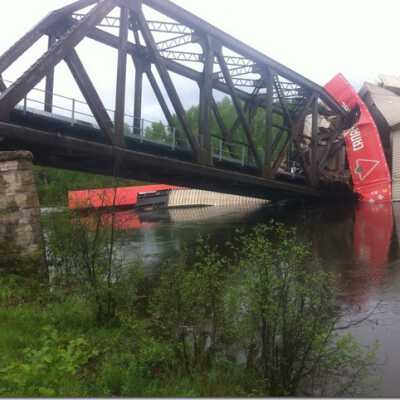 Photograph - CP Bridge collapse and derailment, Wanapitei River, June 3, 2013