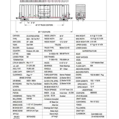 Document, Rolling Stock Plan, Canadian National Railway, CN407500-407636.