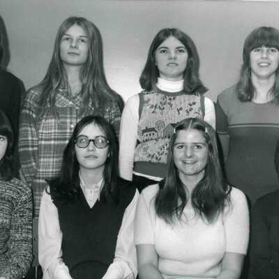 Photograph, Capreol Highschool Girl's Athletic Association , Pictured Are, Back Row, Left to Right Collette McGowan, Barbara Miles, Sharon Scott, Lynn Sheffield, Front Row, Claire Beckett, Marie Thompson Joanne Hanzel, Mrs. N. Dozzi.