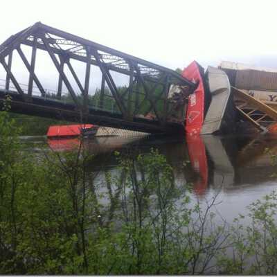Photograph - CP Bridge collapse and derailment, Wanapitei River, June 3, 2013
