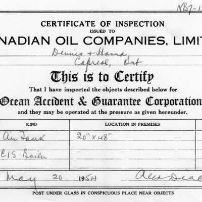 Document, Canadian oil Companies Limited, Insurance Guarantee.