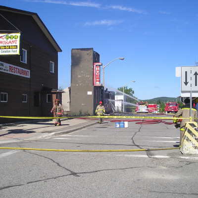 Photograph, Capreol Hotel & Tavern Fire, 2003.