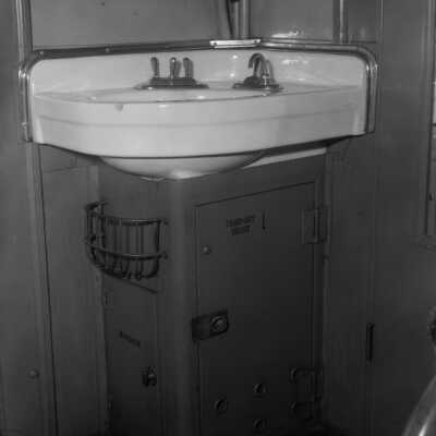 Photograph, Canadian National Railways (CNR) car - sink in bathroom.