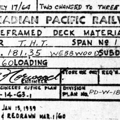 Document, Plan, Canadian Pacific Railway, Preframed Deck Material for T.H.T. Webbwood Subdivision, January 15th 1959.