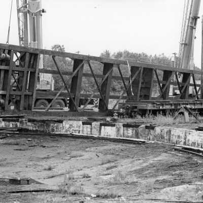Photograph, Turntable Being Removed, September 1997, Sent to Fillmore and Western Railway Company, the Orange Blosom Route, Fillmore Ca, Photo by L Villneuve.
