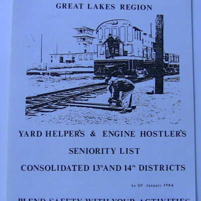 CN Rail Great Lakes Region Yard Helper's & Engine Hostler's Seniority List, Consolidated 13th and 14th Districts, January 1984