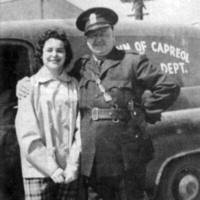Photograph, Police Chief Alex MacAtee, Pat Fawcett, Capreol Police Van "Paddy Wagon", Capreol, Ontario.