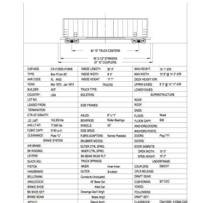Document, Rolling Stock Plan, Canadian National Railway, CN410500-410646.