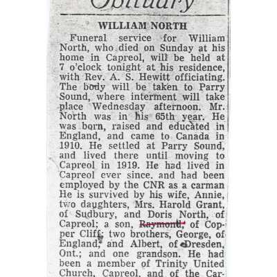 Document, Obituary, William North.