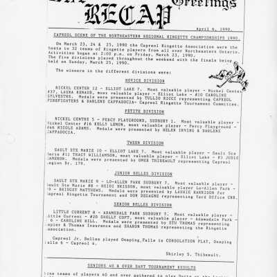 Document, Capreol "The Recap".