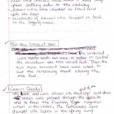 Document, Lumbering Room Notes.
