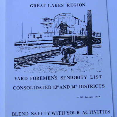 CN Rail Great Lakes Region Yard Foremen's Seniority List, Consolidated 13th and 14th Districts, January 1984