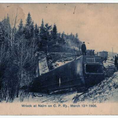 Postcard Image of Wreck at Nairn on CP Ry, March 12 1906