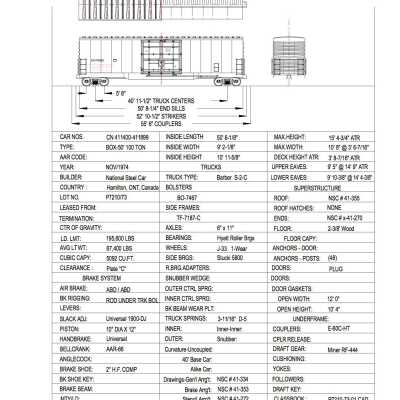 Document, Rolling Stock Plan, Canadian National Railway, CN411400-411899.