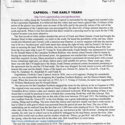 Capreol - The Early Years