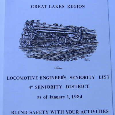 CN Rail Great Lakes Region Locomotive Engineer's Seniority List, 4th District, January 1984