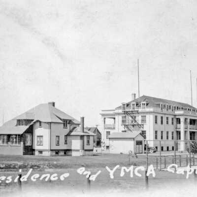Photograph, Capreol, Ontario, Bloor and Queen Street, Baptist Church, Superintendent's House, Railroad YMCA, 1939.