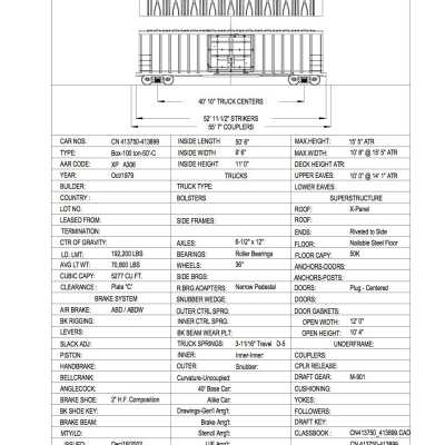 Document, Rolling Stock Plan, Canadian National Railway, CN413750-413899.