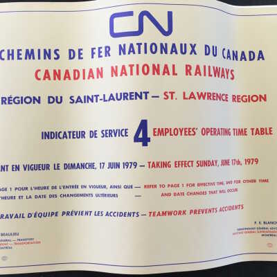 Timetable, St. Lawrence Region 4, 17 June 1979