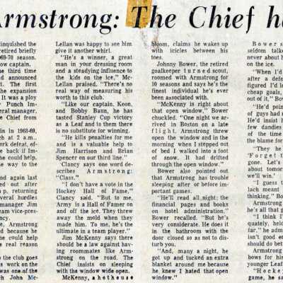 Document, "George Armstrong: The Chief has Class".