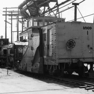 Photograph - Unidentified INCO equipment on railroad tracks