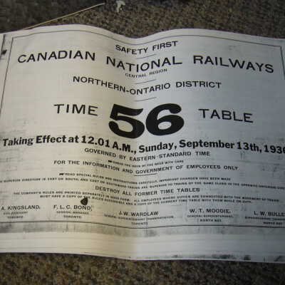 Canadian National Railways Timetable 56 September 13th 1936