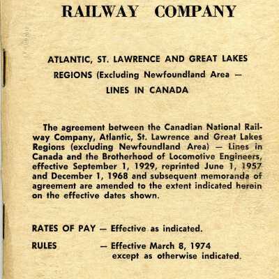 Rates of Pay, Canadian National Railway Company, Atlantic, St. Lawrence and Great Lakes Regions (Excluding Newfoundland Area) LINES IN CANADA, March 8, 1974