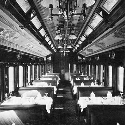 Photograph, Grand Trunk Railway dining car interior, 1893.