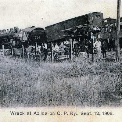 Photograph, Train Derailment, Azilda, CPR, 1906.
