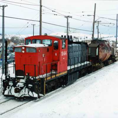 Photograph, Hot Metal Car Attached to CN Engine 1044, January 2, 2001.