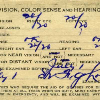 Canadian National: Vision, Colour Sense, and Hearing Record, J. C. Gaudaur, 1952