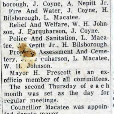 Document, Capreol Council Assumes Duties for New Year.