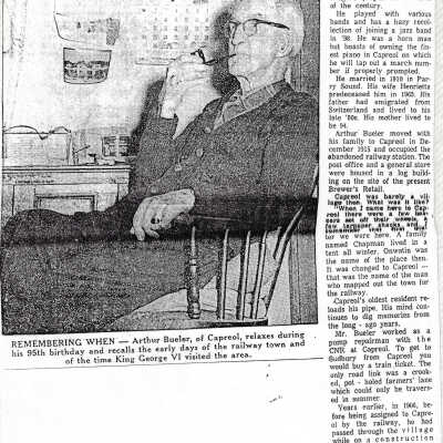 Article, "Remembering When -Arthur Bueler"