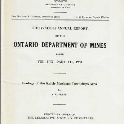 Ontario Department of Mines Vol 59 (7), 1950: Geology of the Keith-Muskego Township Area