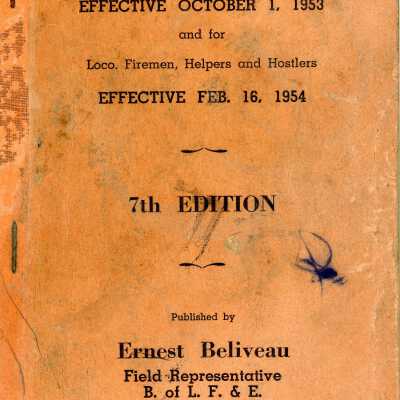 Enginemen's Time Book, Brotherhood of Locomotive Firemen and Enginemen. 1953 & 1954